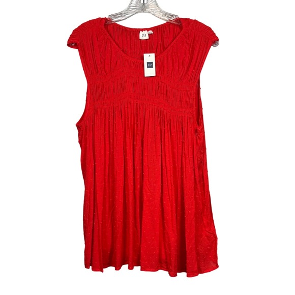 NWT GAP Women's Smocked Tiered Top, 100% Rayon Poster Red, Size XL - Picture 1 of 7